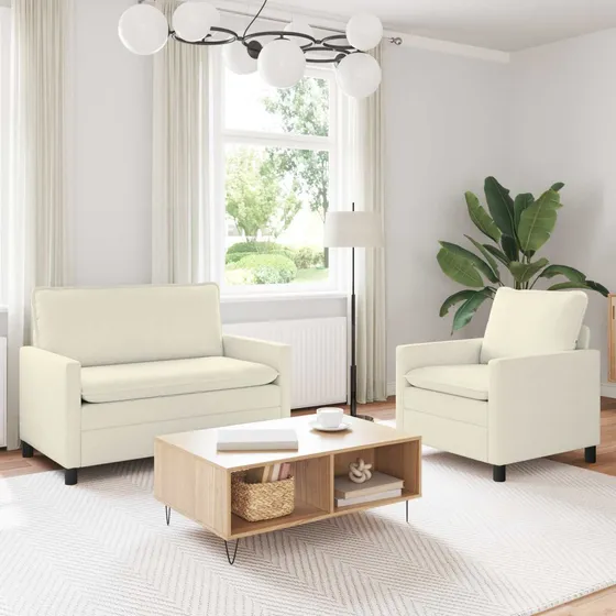 vidaXL Sofasæt 2 stk. i cremefarvet corduroy