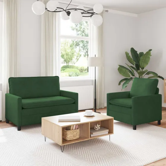 vidaXL Sofasæt 2 stk. Jungle Grøn i Ribbet Corduroy-stof