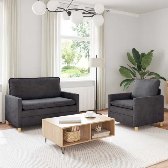 vidaXL Sofasæt 2 dele - Mørkegrå Polyester
