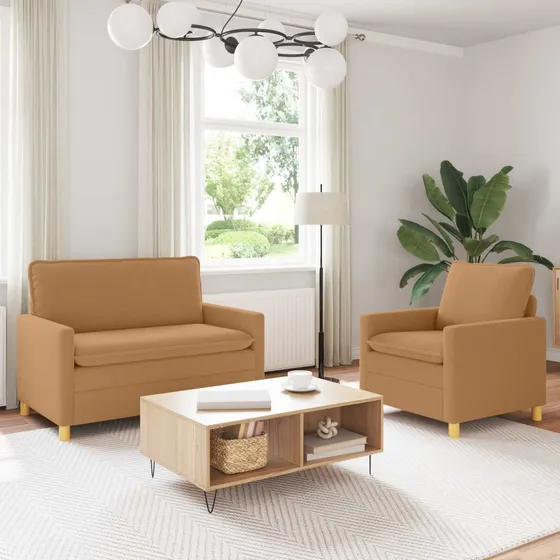 vidaXL Sofa Sæt 2 stk. Beige Stof