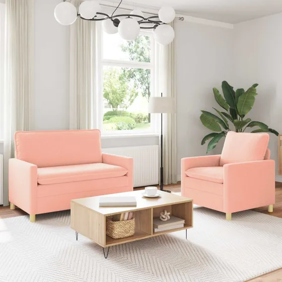 vidaXL Sofa Sæt 2 stk. Lyserød Stof