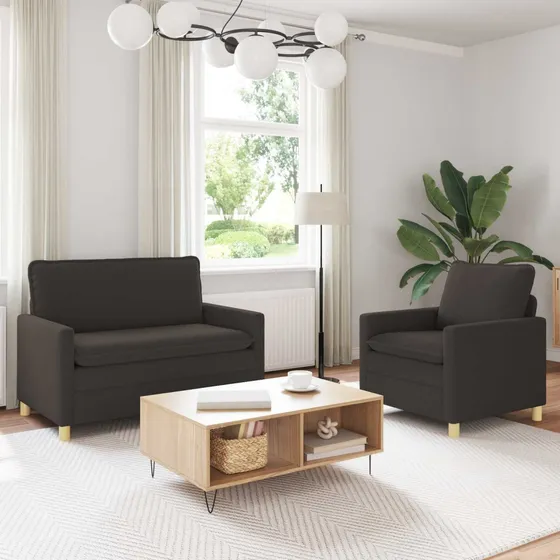 vidaXL Sofasæt 2 stk. Mørkegrå Stof