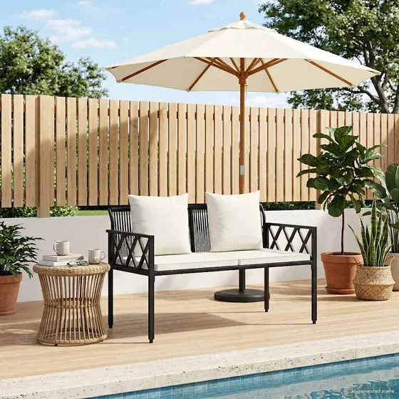 vidaXL 2-personers udendørs bænk i polyrattan, 116 x 56 x 75 cm