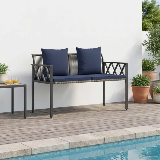 vidaXL Udendørs 2-personers bænk i polyrattan, 116 x 56 x 75 cm
