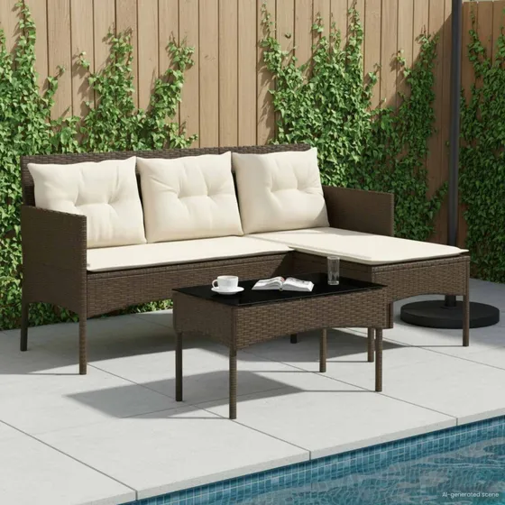 vidaXL Havesofasæt 2 stk. i polyrattan med L-form og bord