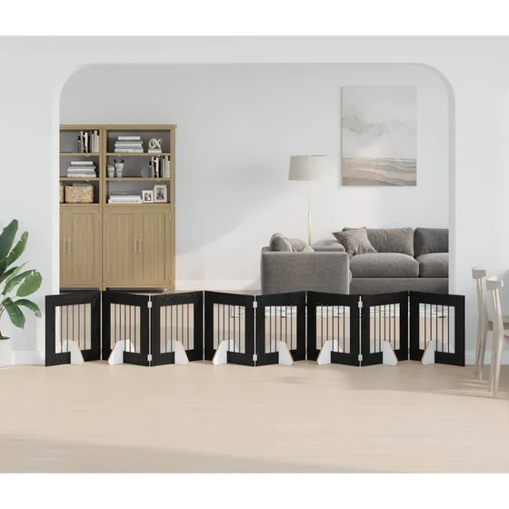 vidaXL Sammenklappeligt hundegitter, 8 stk., Sort eg, 60 cm