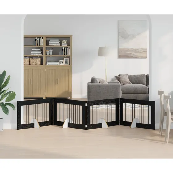 vidaXL Sammenklappeligt hundegitter, Sort Eg, 401 cm