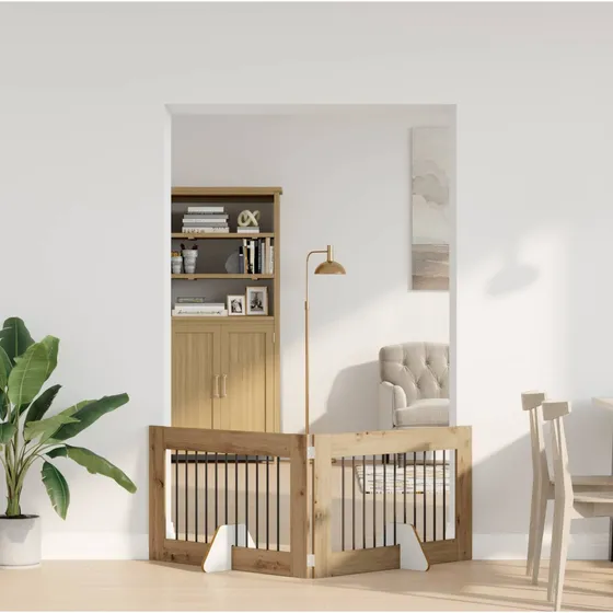 vidaXL Sammenklappeligt hundegitter med stativer, 2 stk, Artisan-eg