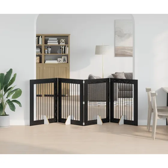 vidaXL Sammenklappeligt hundegitter, Sort Eg, 321 cm