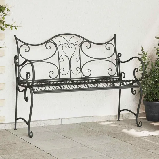 vidaXL Havebænk 2-personers i stål, sølvgrå - 114 x 54 x 90 cm