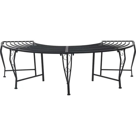 vidaXL Træ Bænk 4-personers 160x80x44 cm Stål Sort Halvrund