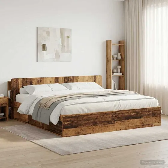 vidaXL Sengegavl med opbevaring i gammelt træ - 215 x 80 cm
