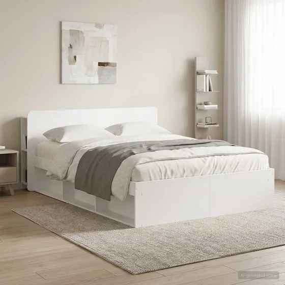 vidaXL Sengegavl med opbevaring - Hvid, 182,5 x 18,5 x 80 cm