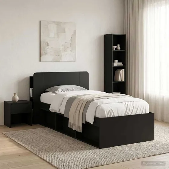 vidaXL Sengegavl med opbevaring - Sort, 119,5 x 80 cm
