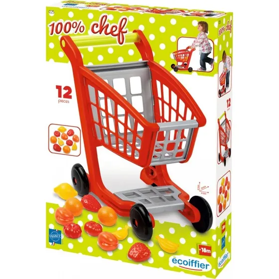 Legetjs-indkbsvogn med varer  robust 13 dele
