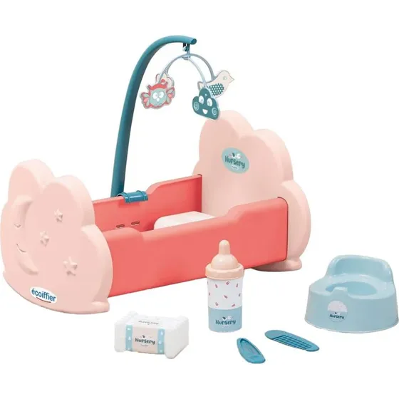 Ecoiffier Dukkeseng med 6 dele tilbehør, 36x27x34 cm