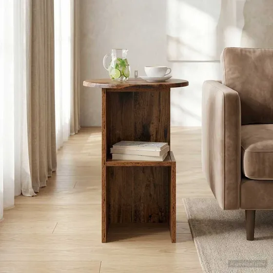 vidaXL Sidebord i gammelt træ, Ø 39,5 x 55 cm