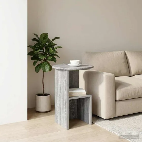 vidaXL Sidebord Grå Sonoma-eg Ø 39,5 x 55 cm