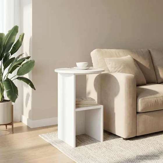 vidaXL Sidebord Hvid Højglans Ø 39,5 x 55 cm