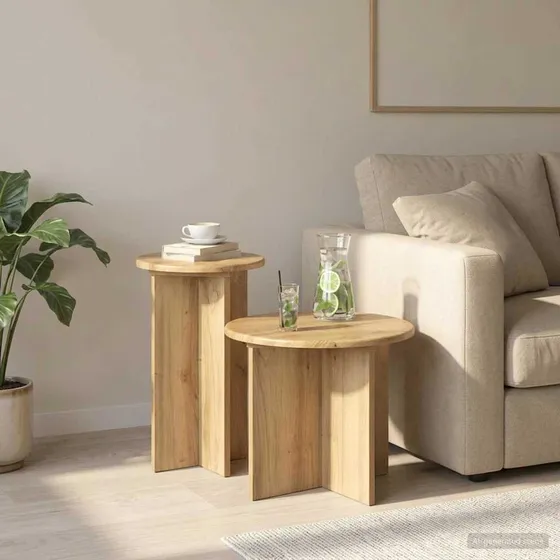 vidaXL Sidebordssæt 2 stk. Artisan-eg Ø 45 x 35 cm