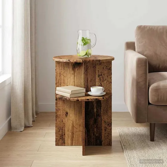 vidaXL Sidebord i gammelt træ, Ø 39,5 x 55 cm
