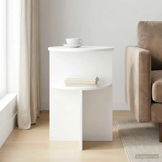 vidaXL Sidebord Hvid Højglans Ø 39,5 x 55 cm