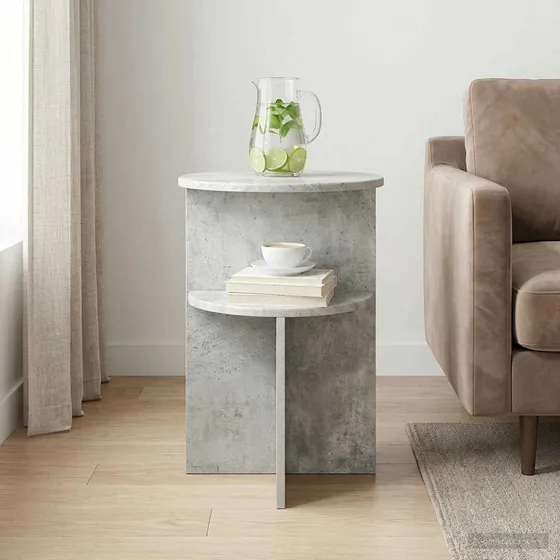 vidaXL Sidebord med opbevaring, Betongrå, Ø 39,5 x 55 cm