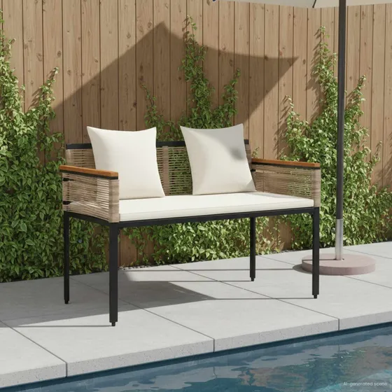 vidaXL Udendørs bænk 2-personers i polyrattan, 117 x 54 x 74.5 cm