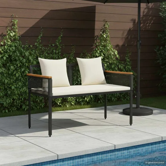 vidaXL Udendørs 2-personers bænk i polyrattan, 117 cm