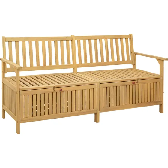 vidaXL Opbevaringsbænk 2-personer i massiv akacie, 170 x 63 x 84 cm