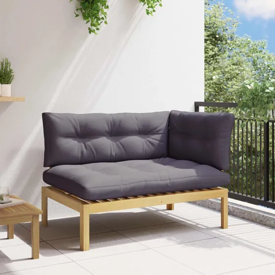 vidaXL Hjørnesofa i Akacietræ med Mørkegrå Hynder