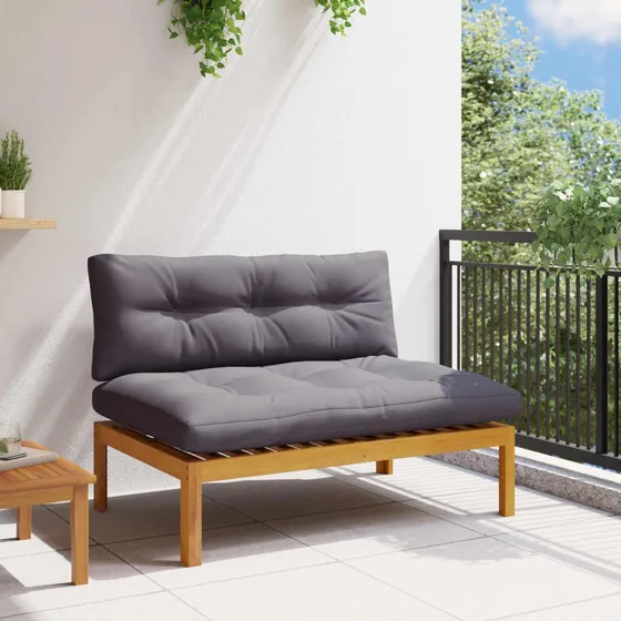 vidaXL Midter Sofa Enhed i Akacietræ, Naturlig/Mørkegrå
