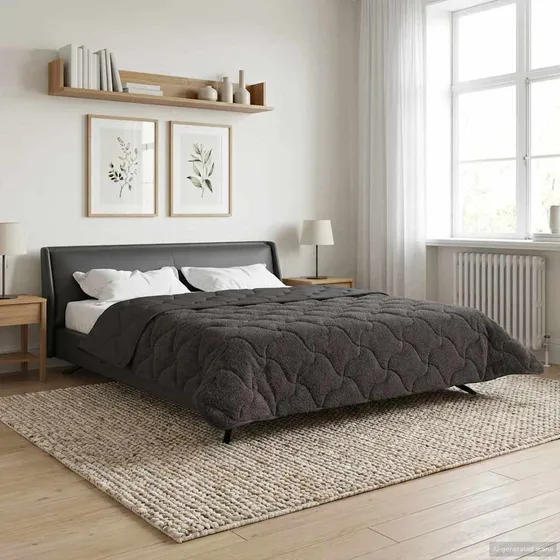 vidaXL Vinterdyne 200 x 220 cm Antracit - Blød Mikrofiber & Teddy Fleece