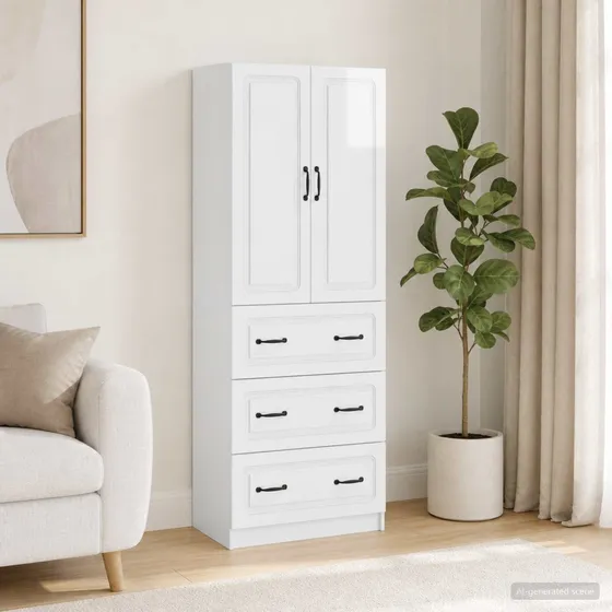 vidaXL Skab Sæt 2 stk. 66x34,5x87 cm Hvid Højglans