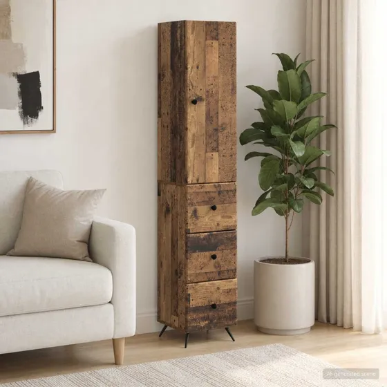 vidaXL Skab Sæt 2 stk. 34,5x34,5x90 cm - Gammelt træ