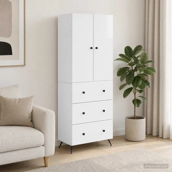 vidaXL Skab Sæt 2 stk. 66 x 34,5 x 90 cm - Hvid Højglans