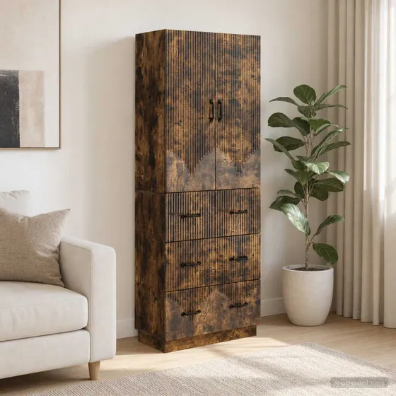 vidaXL Skab Sæt 2 stk. Røget Eg 66 x 34,5 x 87 cm