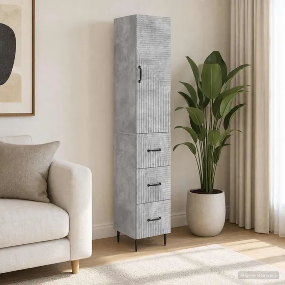 vidaXL Skab Sæt 2 stk. Betongrå - 33 x 34,5 x 90 cm