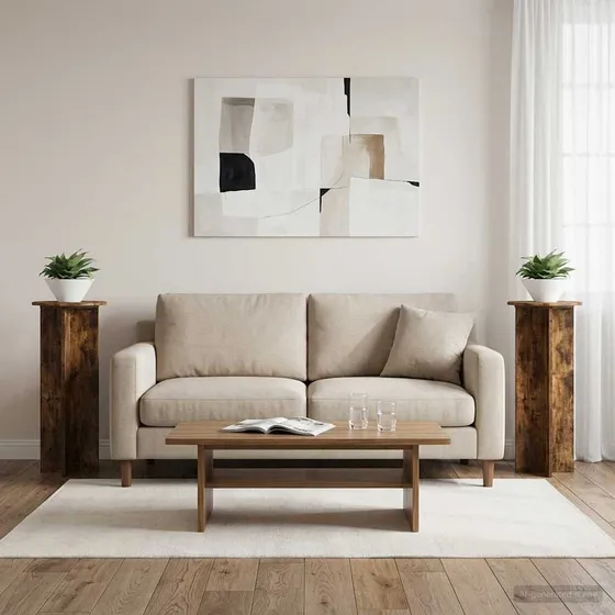 vidaXL Planteholder 2 stk. Røget eg Ø40 x 100 cm