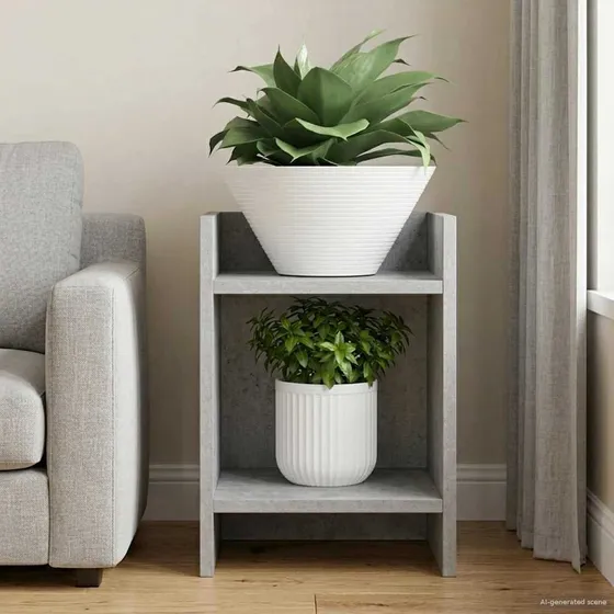 vidaXL Planteholder Betongrå 30 x 30 x 40 cm i konstrueret træ
