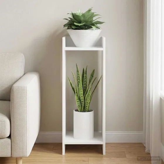 vidaXL Planteholder Hvid 30 x 30 x 80 cm i konstrueret træ
