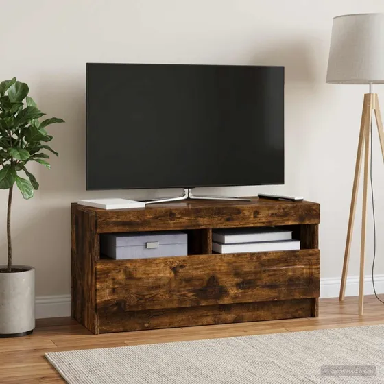 vidaXL LED TV-skab i røget eg og konstrueret træ