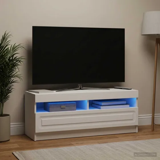 vidaXL LED TV-skab i hvidt konstrueret træ