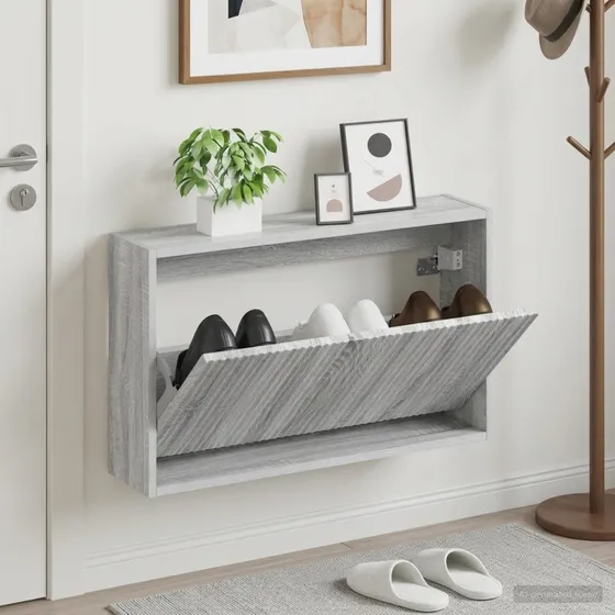 vidaXL Vægmonteret skoskab ARNHEM Grå Sonoma 71x17x43 cm