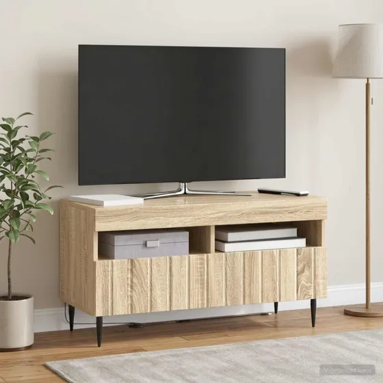 vidaXL LED TV-skab ZWOLLE Sonoma-eg, 81 x 35 x 43 cm