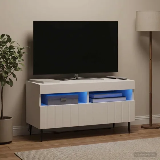 vidaXL LED TV-skab ZWOLLE Hvid 81 x 35 x 43 cm