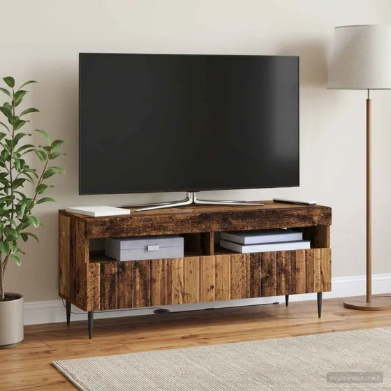 vidaXL LED TV-skab ZWOLLE 100x35x43 cm - Gammelt træ