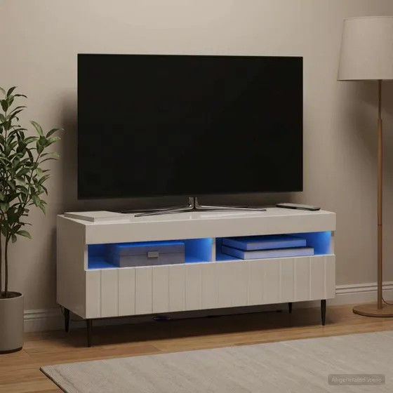 vidaXL ZWOLLE LED TV-skab 100x35x43 cm - Hvid højglans