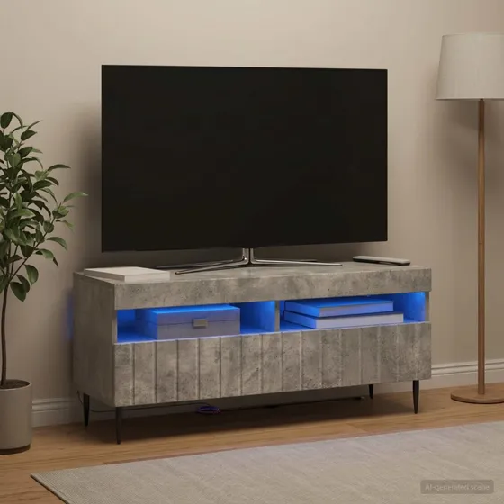 vidaXL ZWOLLE LED TV-skab - Betongrå, 100 x 35 x 43 cm