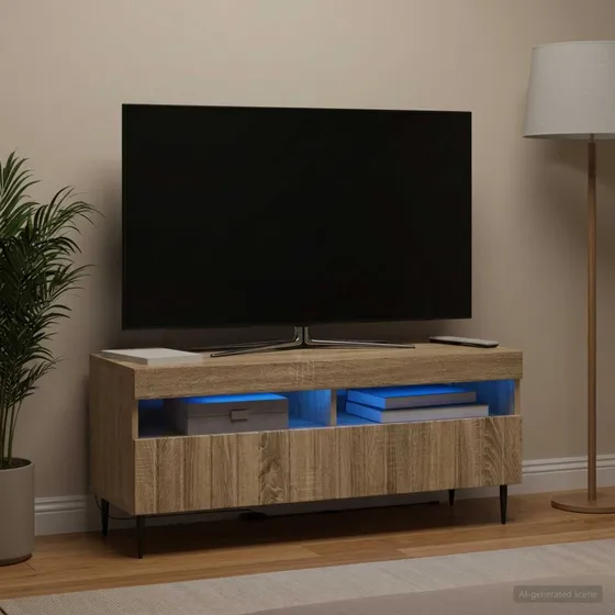 vidaXL ZWOLLE LED TV-skab 100x35x43 cm - Sonoma-eg